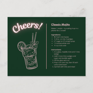 Tarjeta postal de cóctel clásico - Mojito de menta
