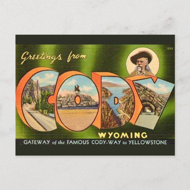 Tarjeta postal de Cody Wyoming (Anverso)