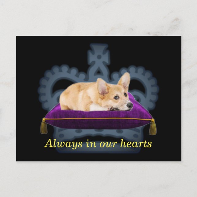 Tarjeta postal de cojín corgi reina personalizable (Anverso)