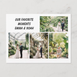 Tarjeta postal de colaje de fotos de boda moderna