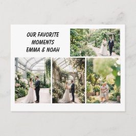 Tarjeta postal de colaje de fotos de boda moderna