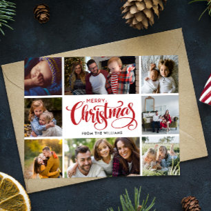 Tarjeta postal de Collage de fotos navideño