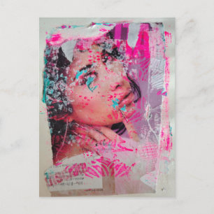 Tarjeta postal de collage de mujer descartada de m