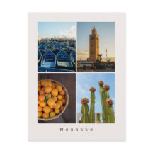 Tarjeta postal de collage de viaje por Marruecos m