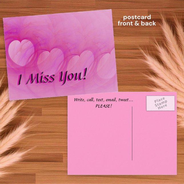 Tarjeta postal de color rosa abstracta (postcard insitu front and back )