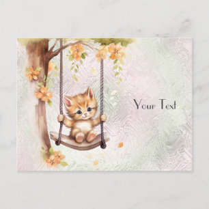 Tarjeta Postal de Columpio de Gatito