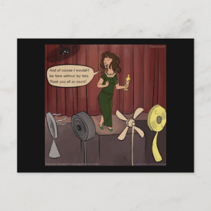 Tarjeta postal de cómic divertida sin mis fans pun