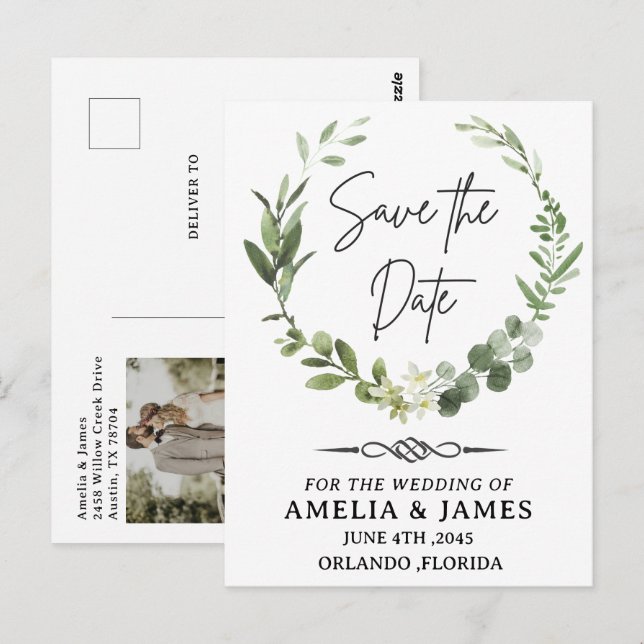 Tarjeta postal de compromiso de boda con flecha de (Anverso / Reverso)