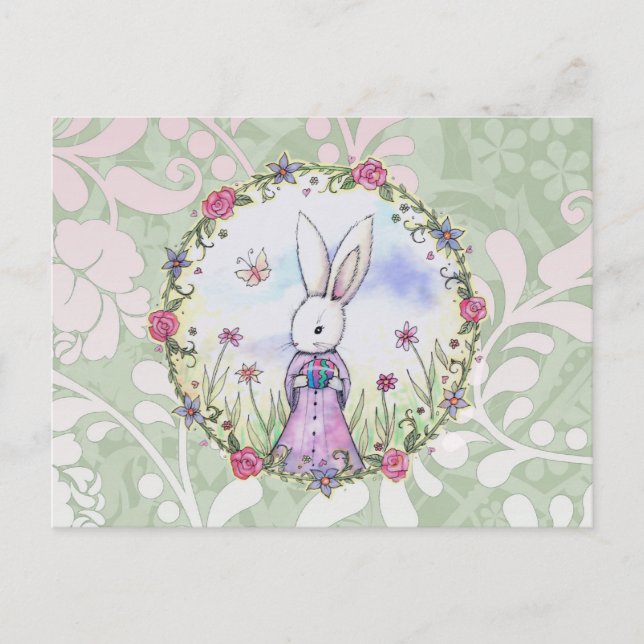 Tarjeta postal de conejito de Pascua lindo (Anverso)