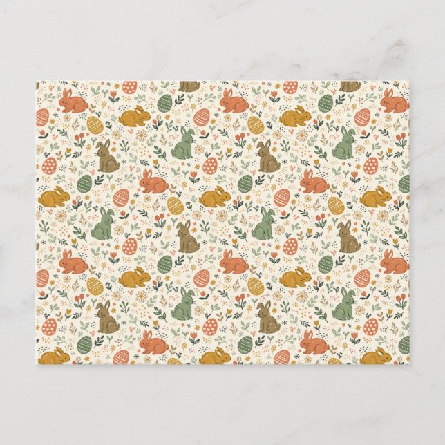Tarjeta postal de conejitos de primavera dibujados (Anverso)