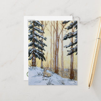 Tarjeta postal de conejo de invierno
