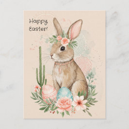 Tarjeta postal de conejo de Pascua boho – Mandala