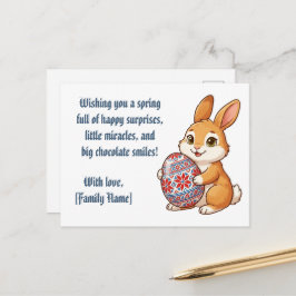 Tarjeta Postal de Conejo Personalizada - Huevo Étn