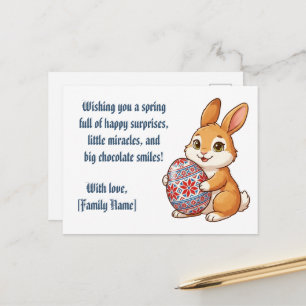 Tarjeta Postal de Conejo Personalizada - Huevo Étn