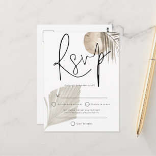 Tarjeta postal de confirmación de boda con abanico