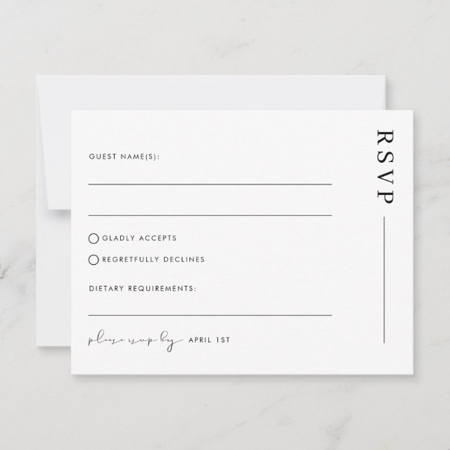 Tarjeta Postal de Confirmación de Boda Minimal Sim (Anverso)