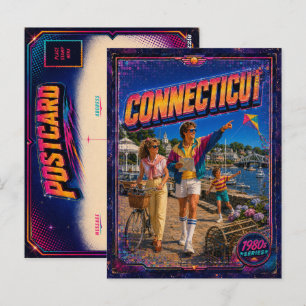Tarjeta postal de Connecticut de los 80 retro