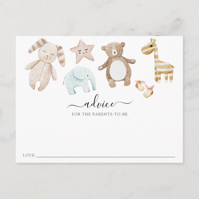 Tarjeta postal de consejos de Baby Shower y pregun (Anverso)