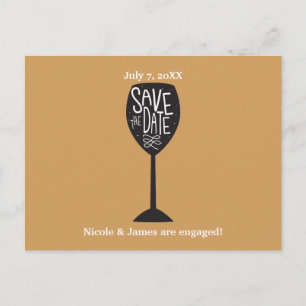 Tarjeta postal de copa de vino GUARDA LA FECHA de 