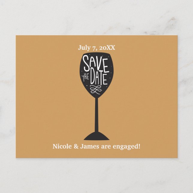 Tarjeta postal de copa de vino GUARDA LA FECHA de  (Anverso)