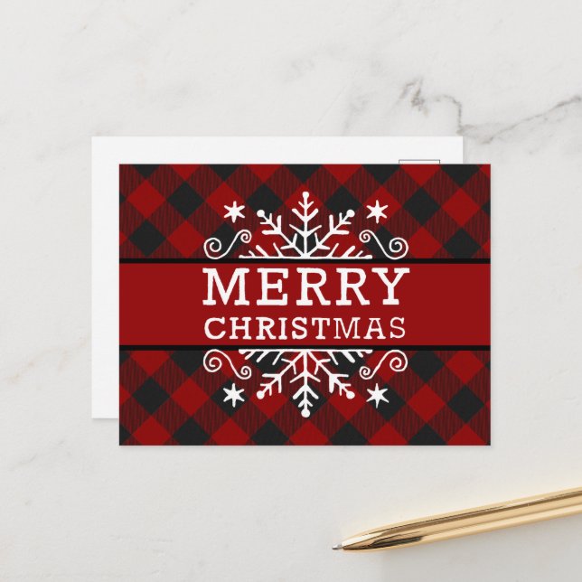 Tarjeta postal de copo de nieve de Feliz Navidad a (Anverso/Reverso In Situ)