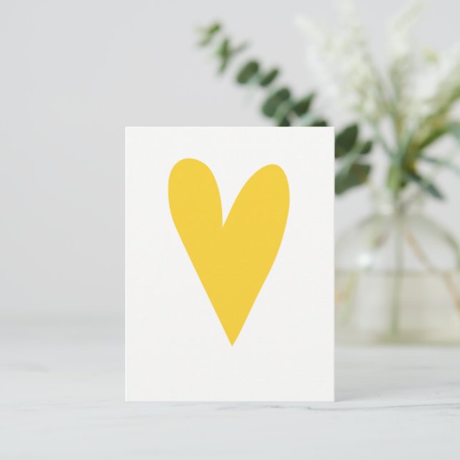 Tarjeta postal de corazón amarillo (Anverso de pie)