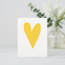 Tarjeta postal de corazón amarillo