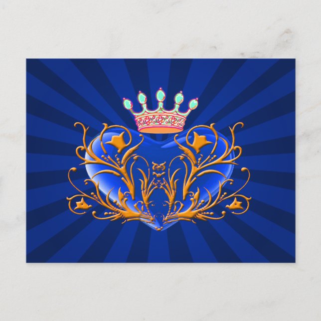 Tarjeta postal de Corazón Azul de Filigree (Anverso)