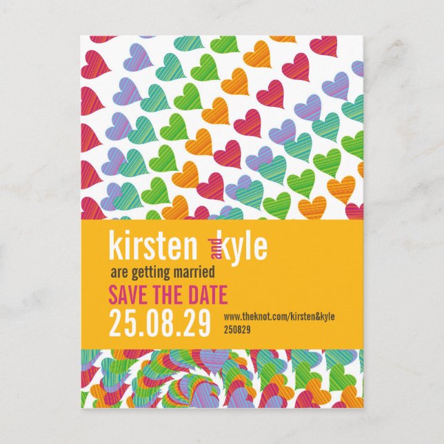 Tarjeta Postal de Corazón de Arcoíris con Purpurin (Anverso)