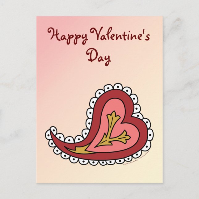 Tarjeta postal de corazón de paisley (Anverso)