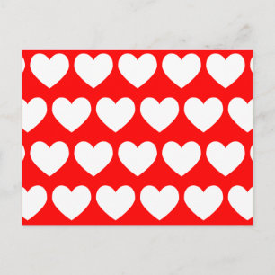 Tarjeta postal de corazones blancos