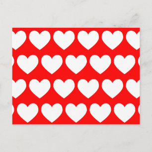 Tarjeta postal de corazones blancos