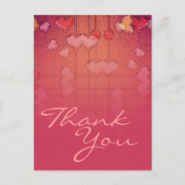 Tarjeta postal de corazones de agradecimiento (Anverso)