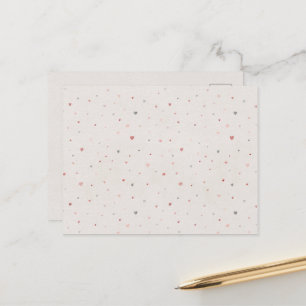 Tarjeta postal de corazones rosados suaves