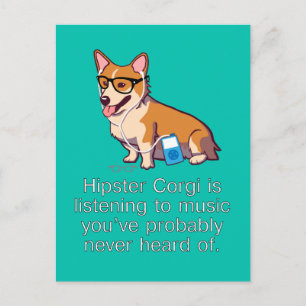 Tarjeta postal de Corgi Hipster