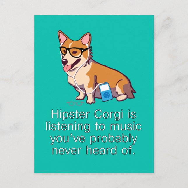 Tarjeta postal de Corgi Hipster (Anverso)