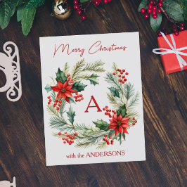 Tarjeta postal de corona de Navidad