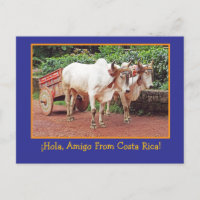 Tarjeta Postal de Costa Rica (bueyes y carreta de 