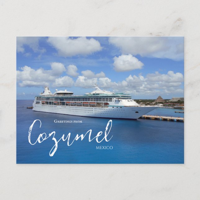 Tarjeta Postal de Cozumel México con tema de cruce (Anverso)