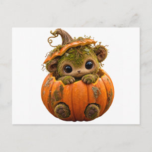 Tarjeta postal de criatura de calabaza musgosa lin