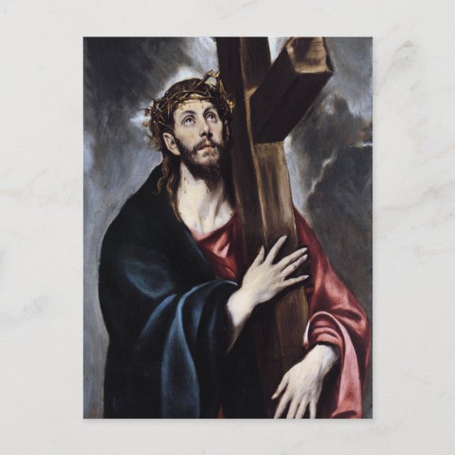 Tarjeta postal de Cristo cargando la cruz de El Gr (Anverso)