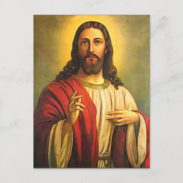 Tarjeta postal de Cristo Jesús enviando su amor y  (Anverso)