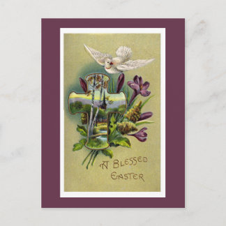 Tarjeta postal de cruz religiosa de Pascua vintage