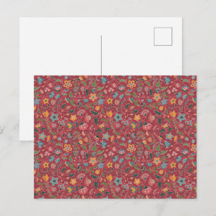 Tarjeta Postal de Cuadros Escoceses Rojos