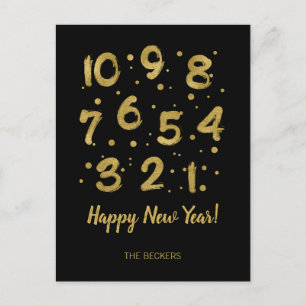 Tarjeta postal de cuenta atrás de Año Nuevo con lá