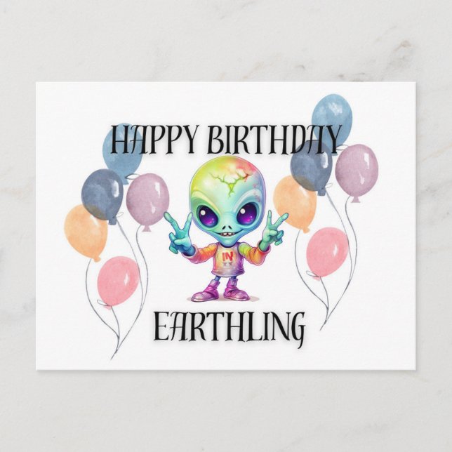Tarjeta postal de cumpleaños alienígena (Anverso)
