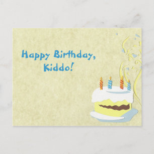 Tarjeta postal de cumpleaños amarilla