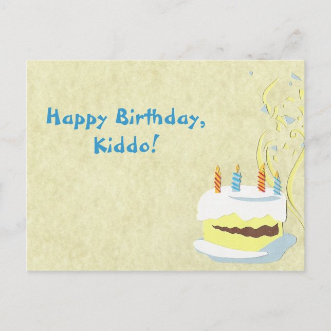 Tarjeta postal de cumpleaños amarilla (Anverso)
