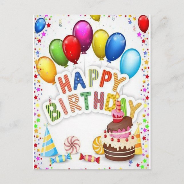 Tarjeta postal de cumpleaños colorida feliz cumple (Anverso)