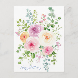 Tarjeta postal de cumpleaños con acuarela